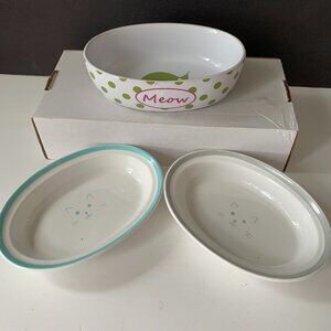 PETRAGEOUS DESIGN AND COASTLINE IMPORTS TEACUP'S DINER THREE MEOW CAT OVAL DISHE